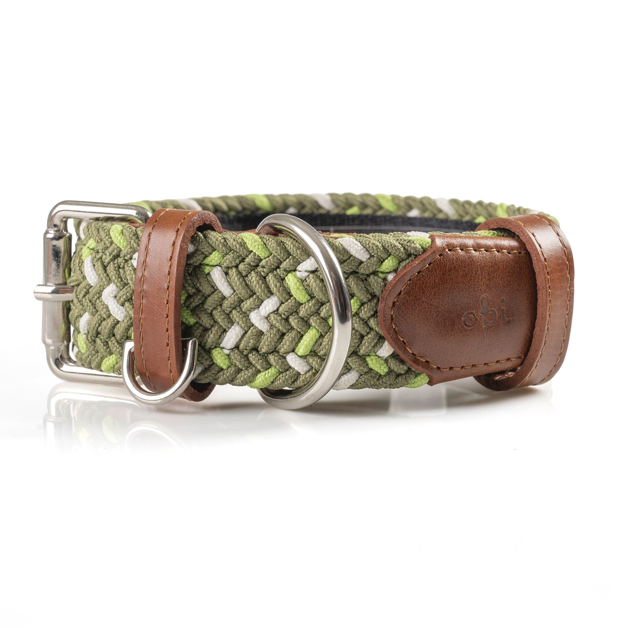 COMBO COLLAR + CORREA TRENZADO PARA PERRO-OLIVE