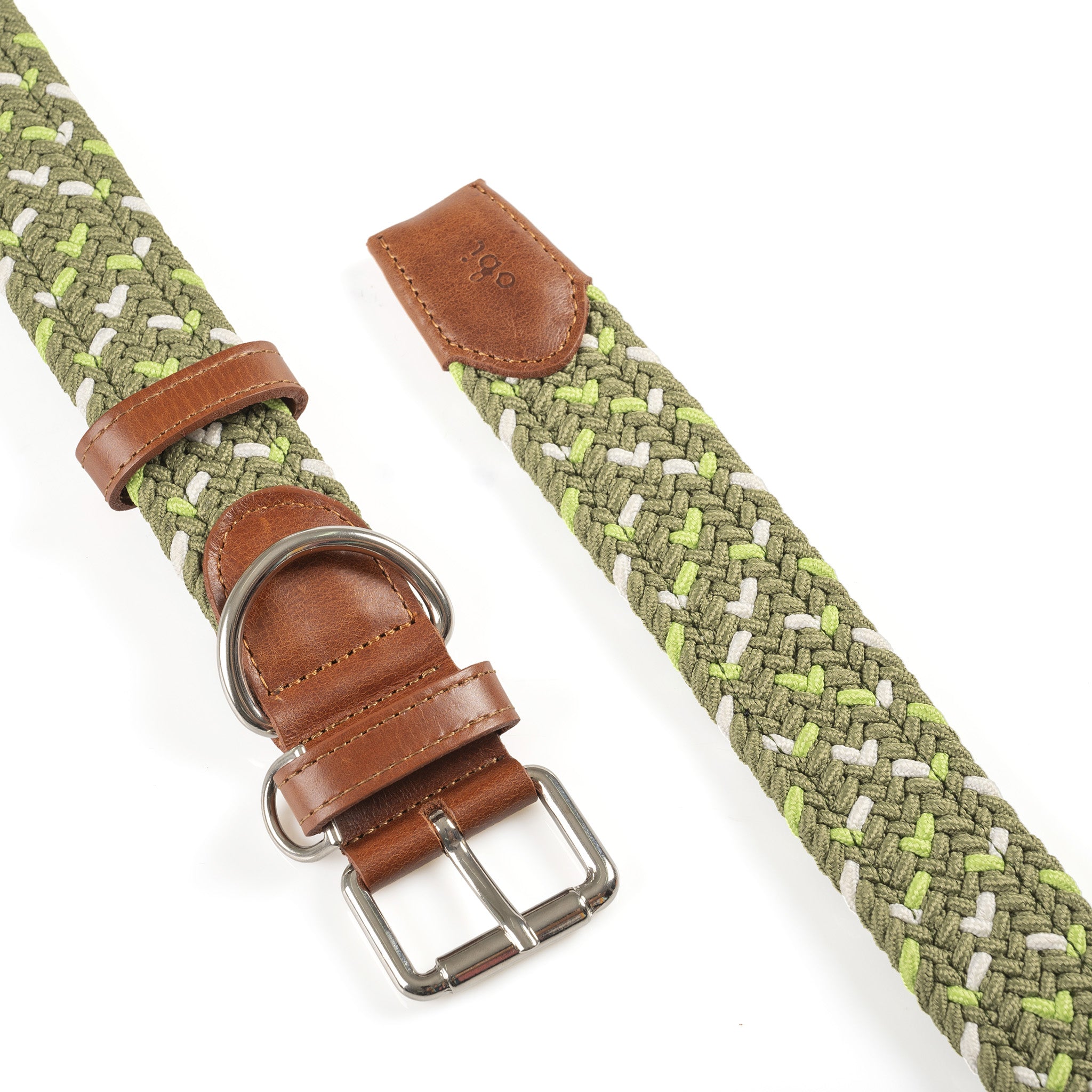 COMBO COLLAR + CORREA TRENZADO PARA PERRO-OLIVE