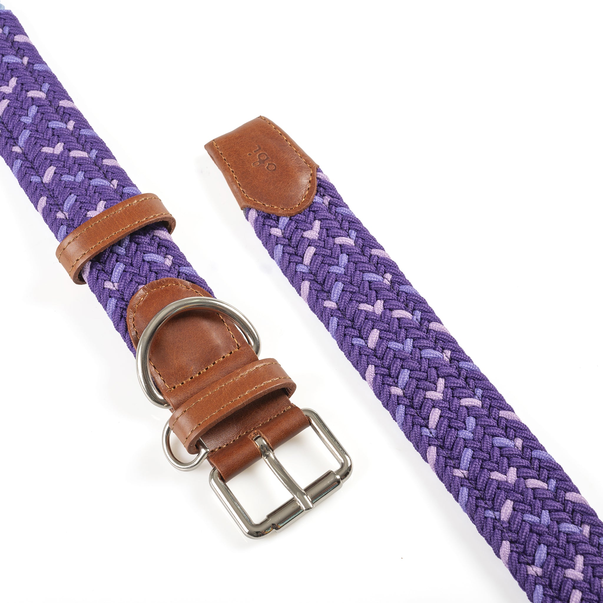 COMBO COLLAR + CORREA TRENZADO PARA PERRO-VIOLETA