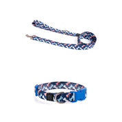 COLLAR Y CORREA PARA PERRO ESTAMPADO - HUESITOS BLUE