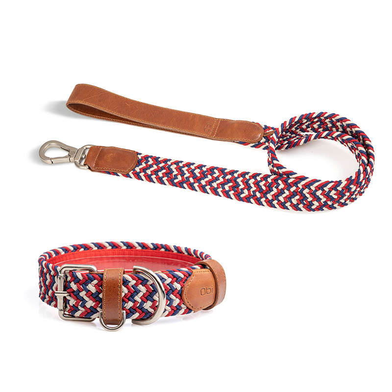 COMBO COLLAR + CORREA TRENZADO PARA PERRO-NAUTICO