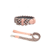 COMBO COLLAR + CORREA TRENZADO PARA PERRO-PASTEL