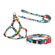 TRICOMBO BLOCKS- COLLAR + ARNÉS + CORREA ESTAMPADOS PARA PERRO