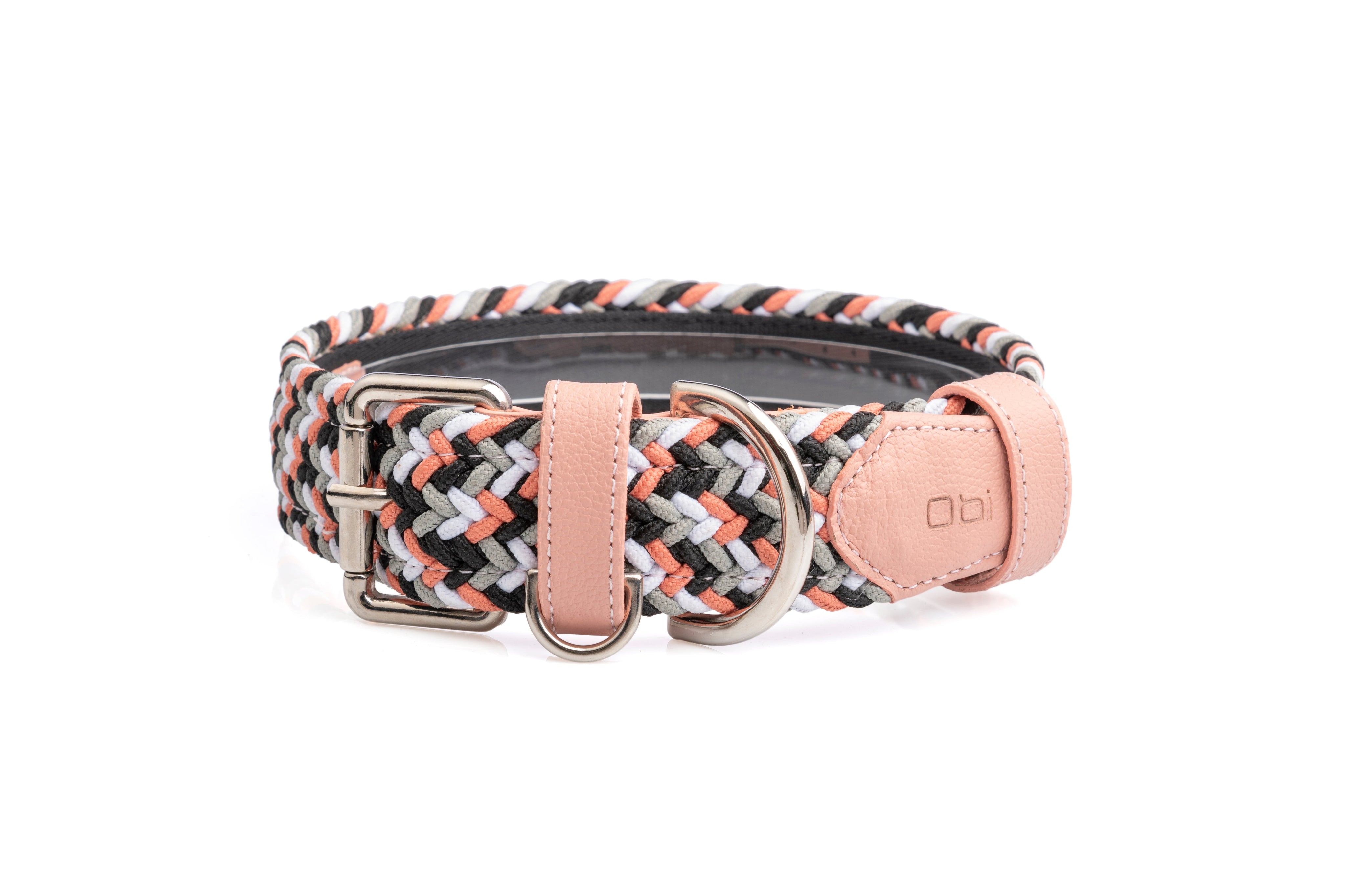 COMBO COLLAR + CORREA TRENZADO PARA PERRO-PASTEL