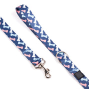 COLLAR Y CORREA PARA PERRO ESTAMPADO - HUESITOS BLUE